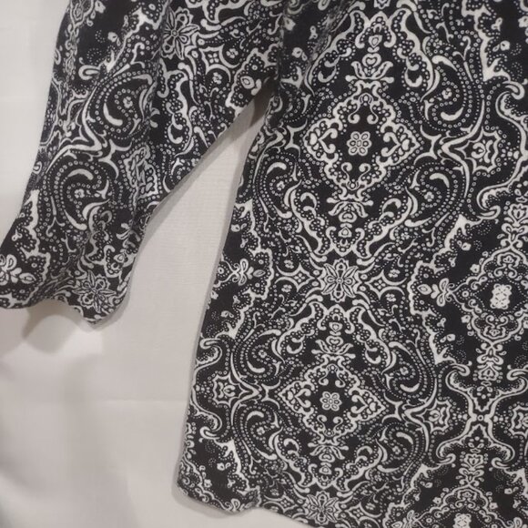 CHARTER CLUB BLACK AND WHITE 3/4 SLEEVE BLOUSE PIMA COTTON WOMEN'S SIZE PL - Picture 3 of 7